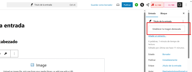 poner la imagen destacada en un articulo